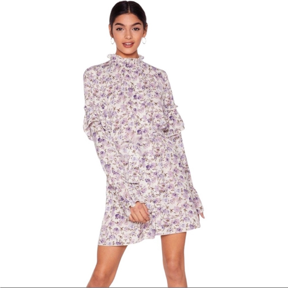 Nasty Gal Long Sleeve Purple Dress